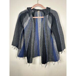Free People Horizon Hooded Cardigan Size Large Striped Boho Wool Blend